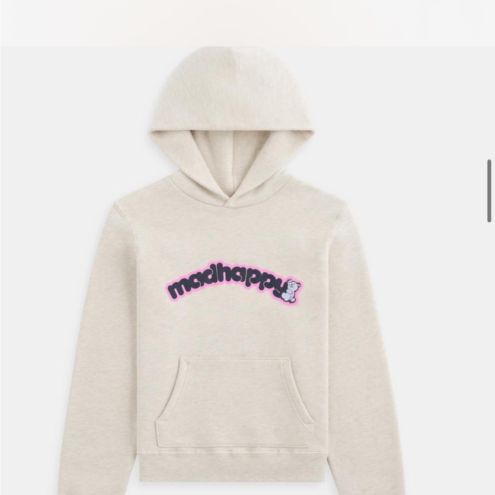 Cream Sweatshirt Hoodie with Graphic Design